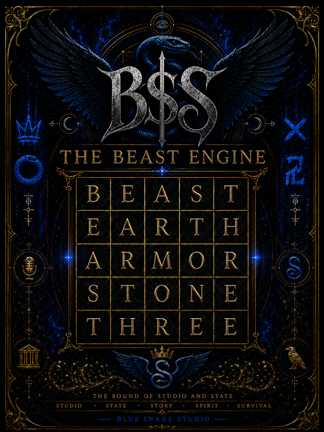The Beast Engine word grid — locked